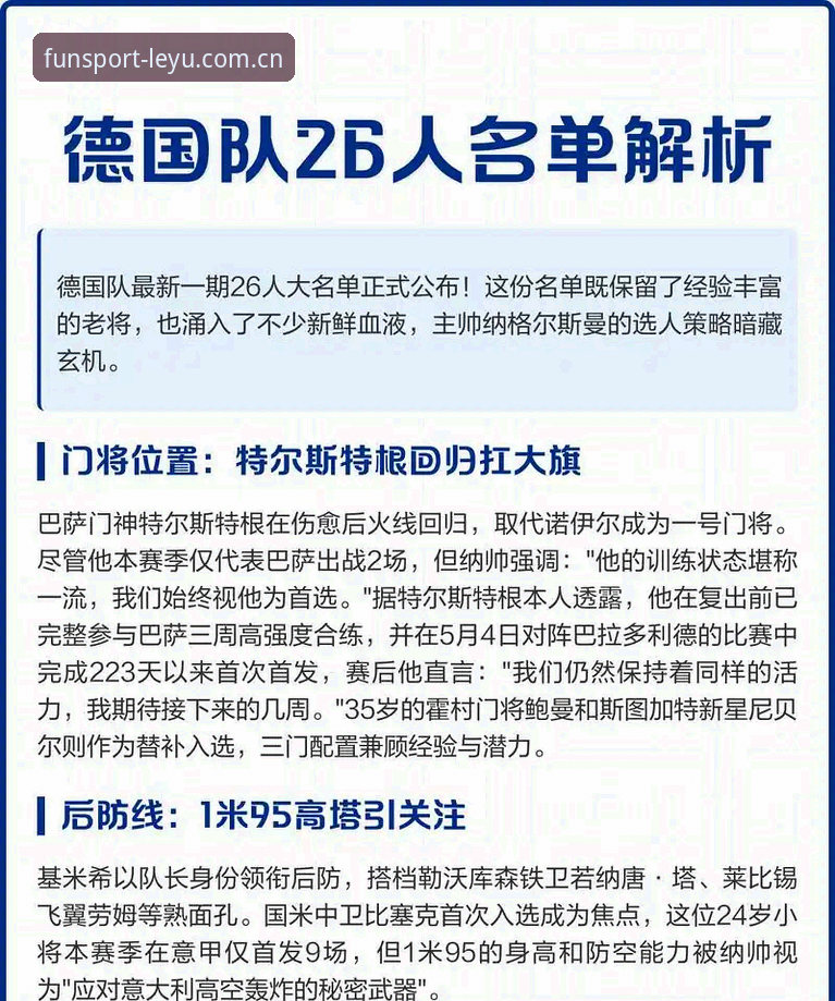 德国队世界杯大名单深度评测：诺伊尔回归与小将卡尔入选的战略意义